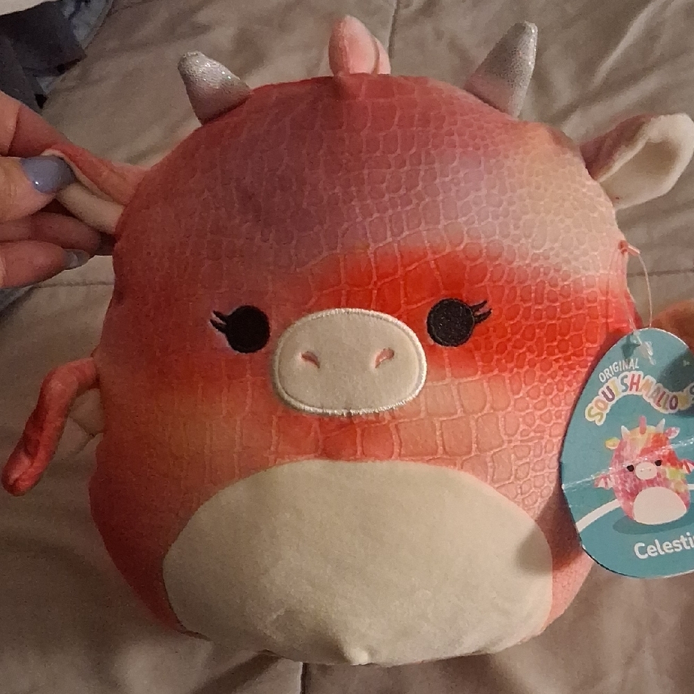 Squishmallows Pink Orange Gradient Unicorn Plush with Cream Belly